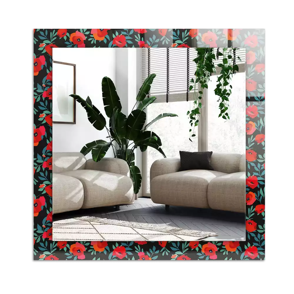 Miroir avec imprimé rectangulaire Coquelicots fleurs