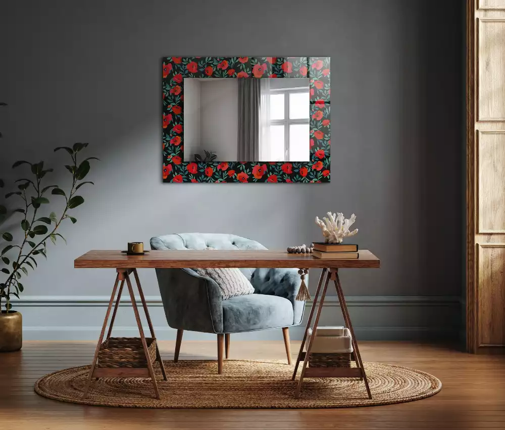 Miroir avec imprimé rectangulaire Coquelicots fleurs