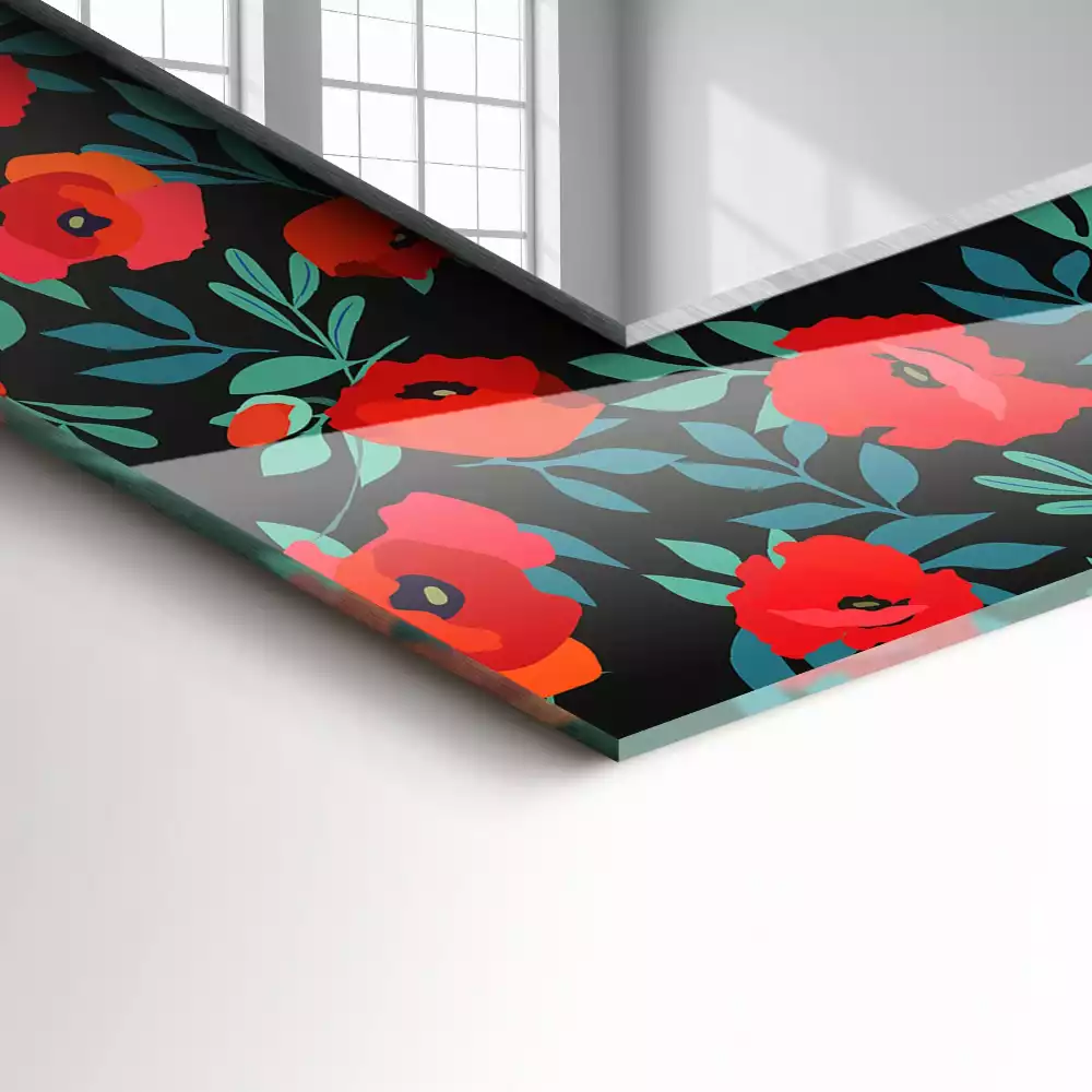 Miroir avec imprimé rectangulaire Coquelicots fleurs