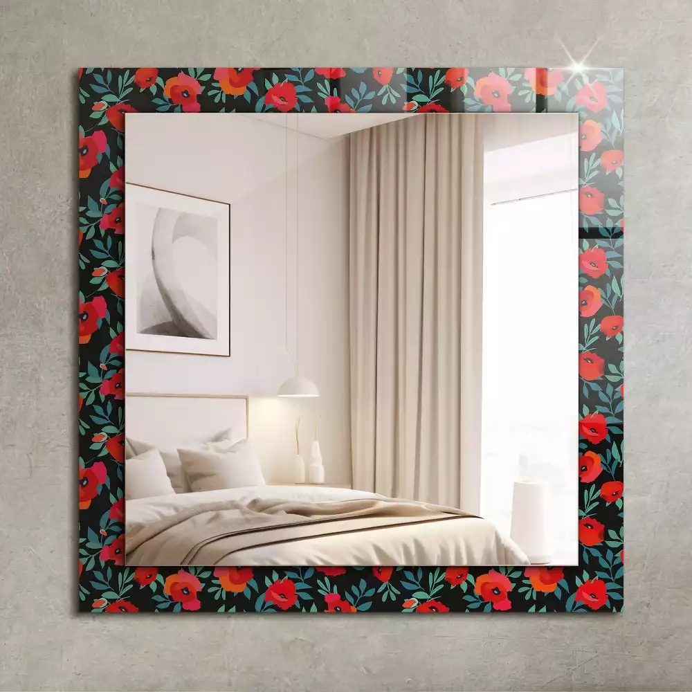 Miroir avec imprimé rectangulaire Coquelicots fleurs