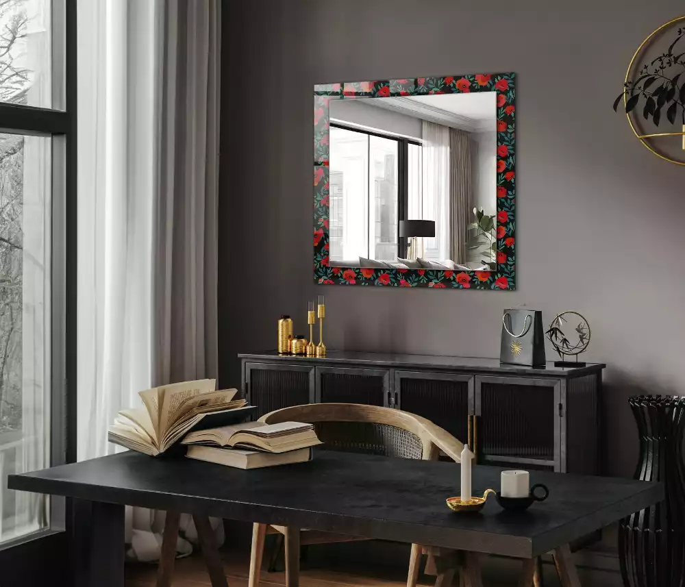 Miroir avec imprimé rectangulaire Coquelicots fleurs