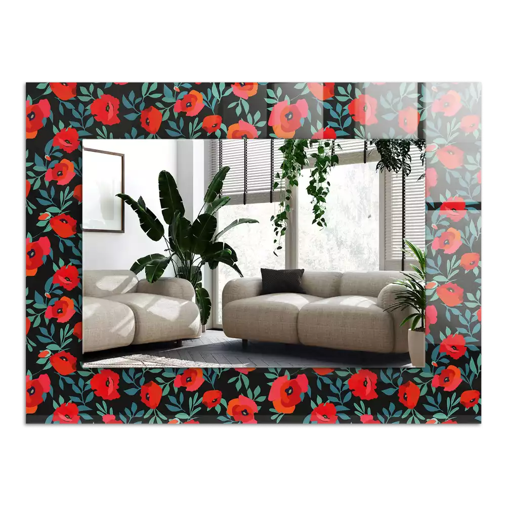 Miroir avec imprimé rectangulaire Coquelicots fleurs