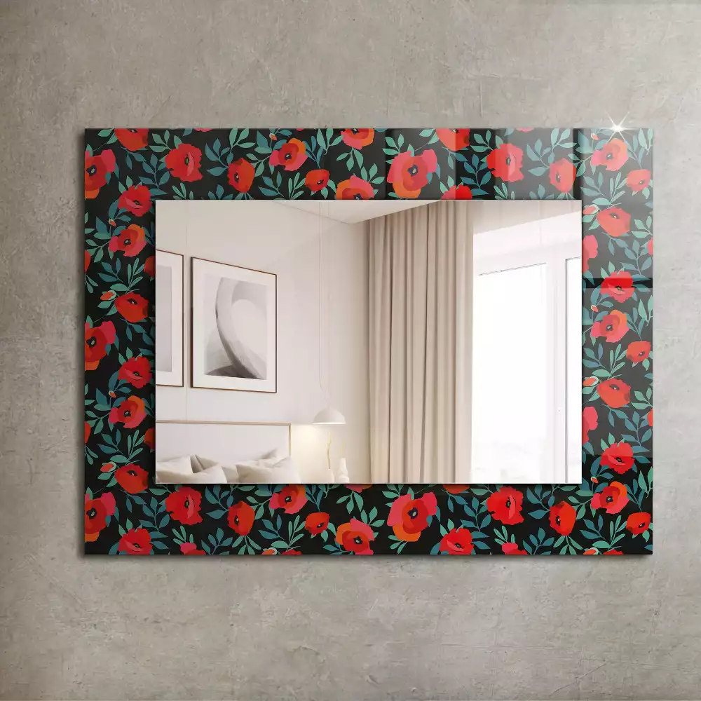 Miroir avec imprimé rectangulaire Coquelicots fleurs