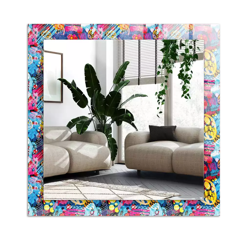 Miroir avec imprimé rectangulaire Motif abstrait coloré