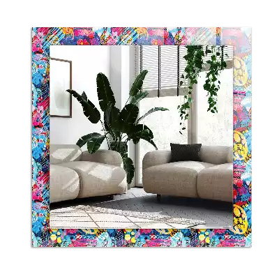 Miroir avec imprimé rectangulaire Motif abstrait coloré