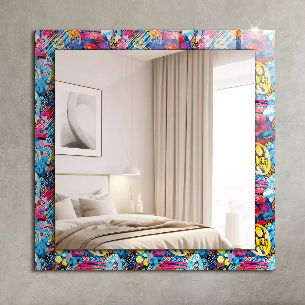 Miroir avec imprimé rectangulaire Motif abstrait coloré