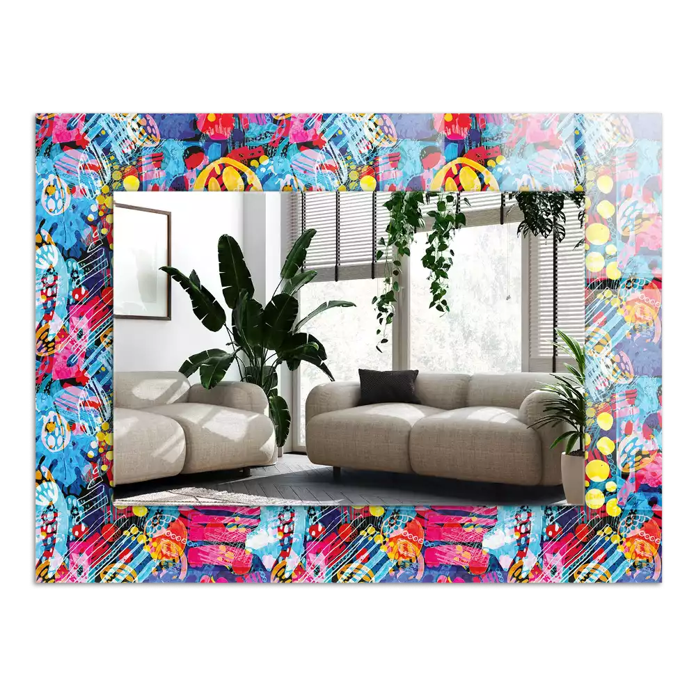 Miroir avec imprimé rectangulaire Motif abstrait coloré