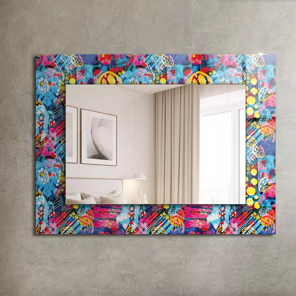 Miroir avec imprimé rectangulaire Motif abstrait coloré
