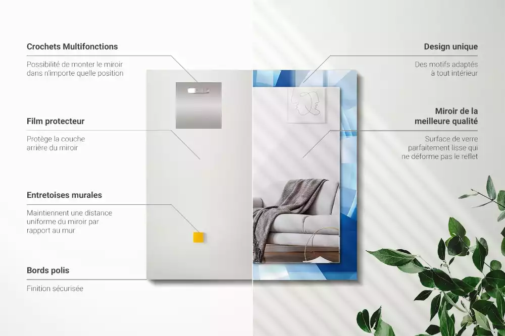 Miroir avec imprimé décoratif rectangulaire Tunnel abstrait