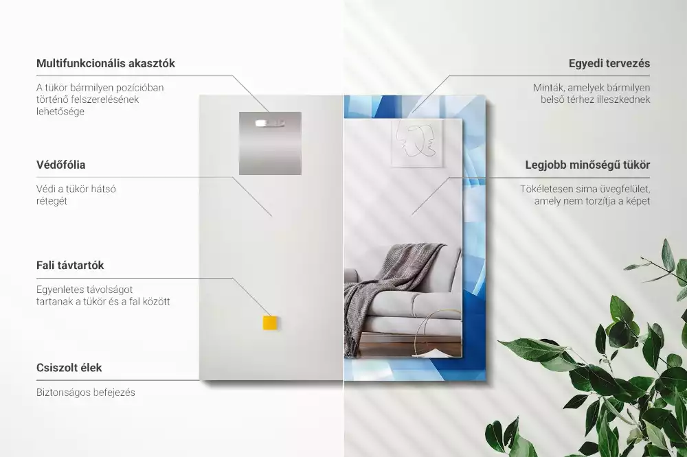 Miroir avec imprimé décoratif rectangulaire Tunnel abstrait