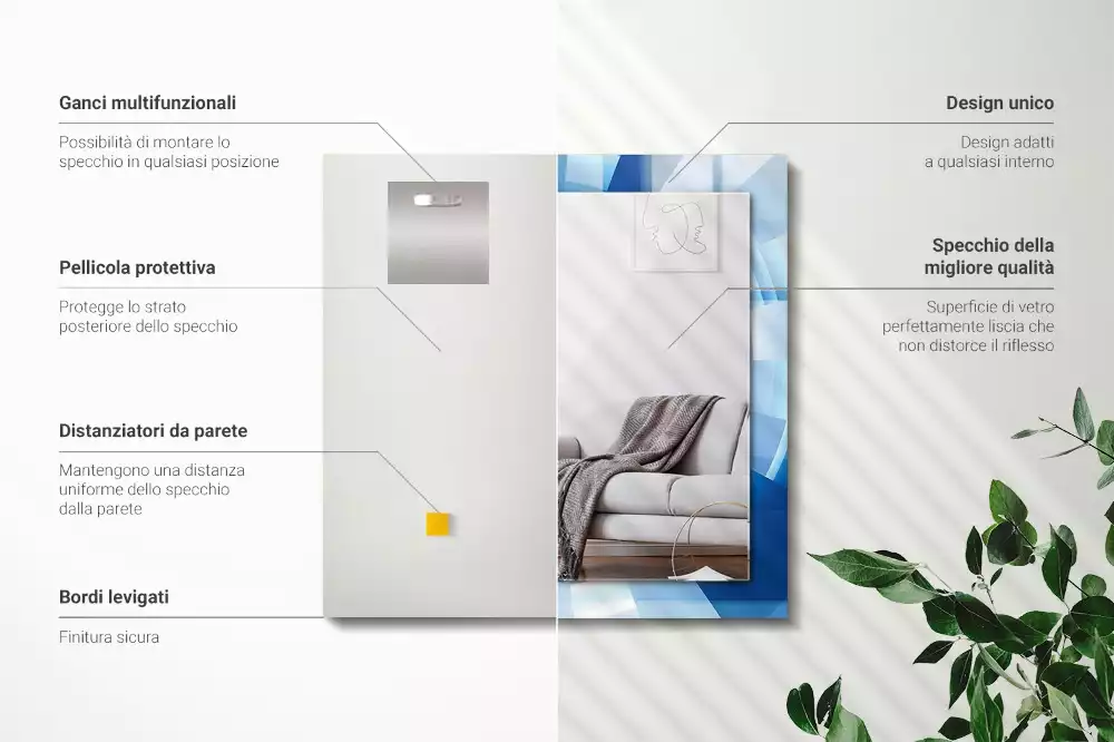 Miroir avec imprimé décoratif rectangulaire Tunnel abstrait