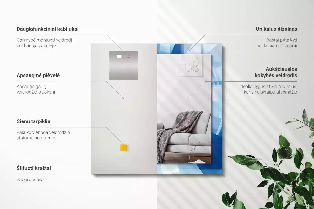 Miroir avec imprimé décoratif rectangulaire Tunnel abstrait