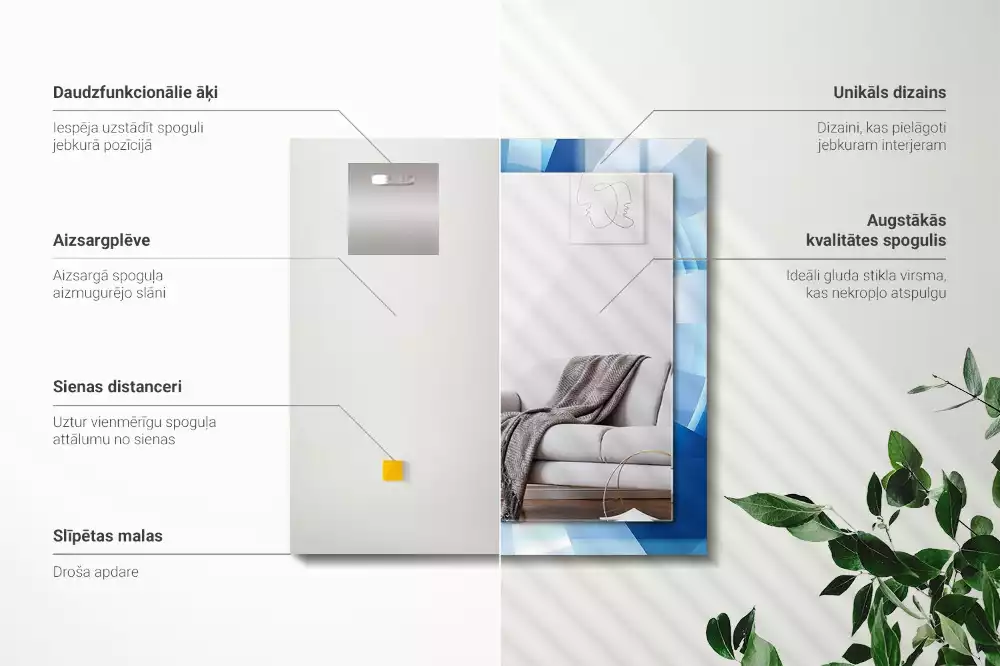 Miroir avec imprimé décoratif rectangulaire Tunnel abstrait