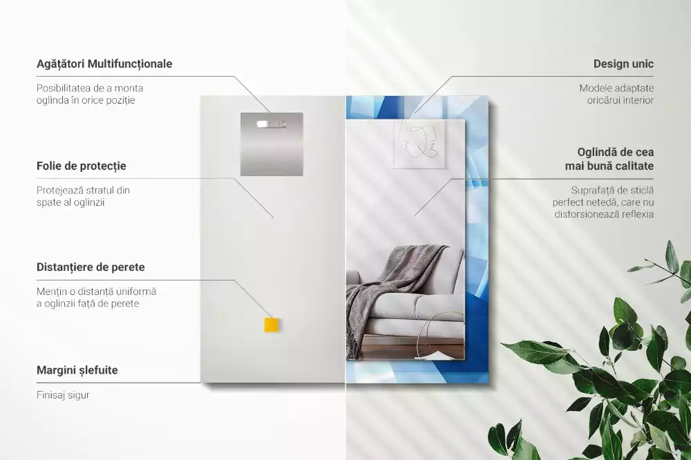 Miroir avec imprimé décoratif rectangulaire Tunnel abstrait