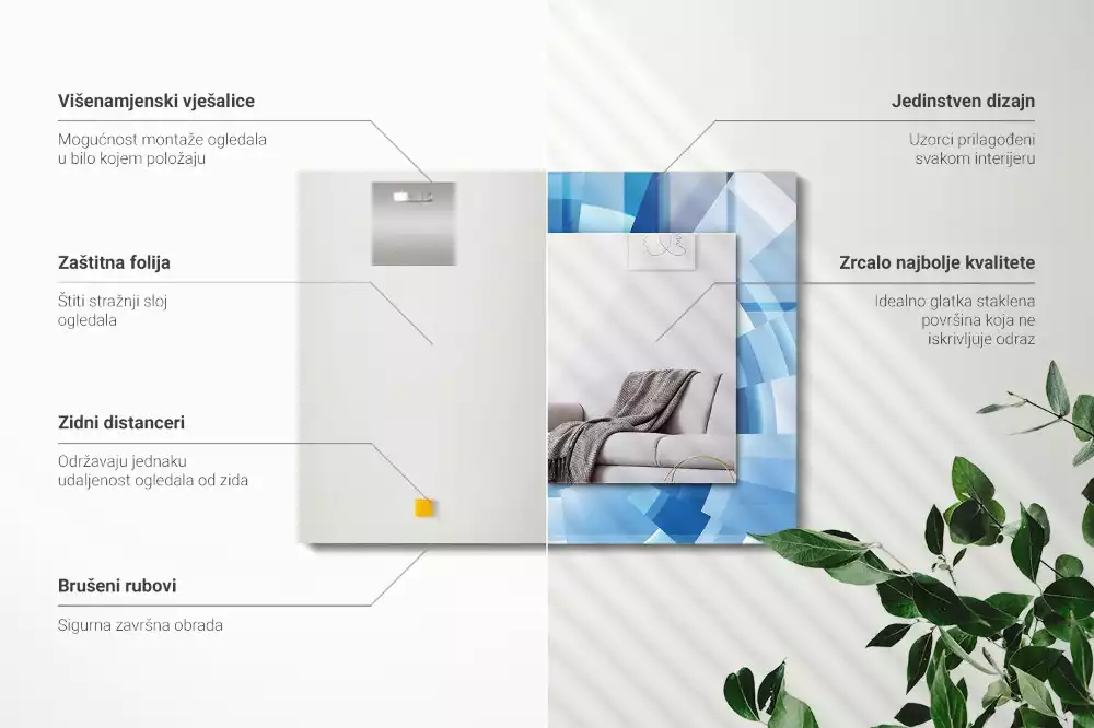 Miroir avec imprimé décoratif rectangulaire Tunnel abstrait