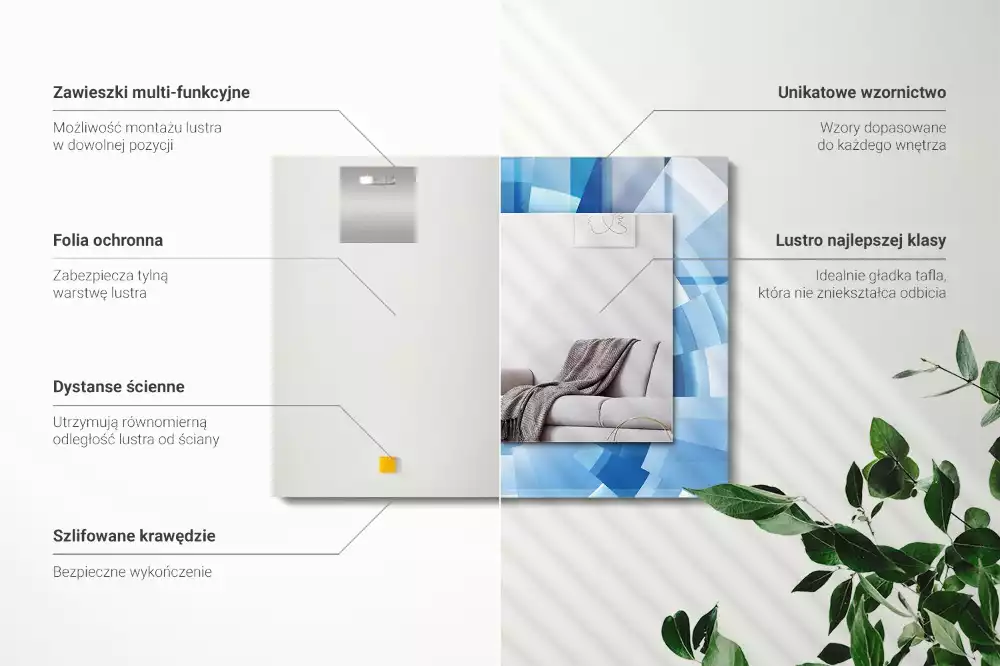 Miroir avec imprimé décoratif rectangulaire Tunnel abstrait