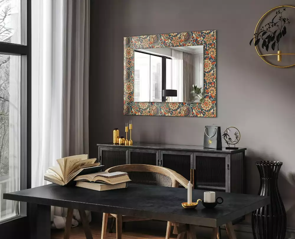 Miroir décoratif rectangulaire Motif floral tapisserie