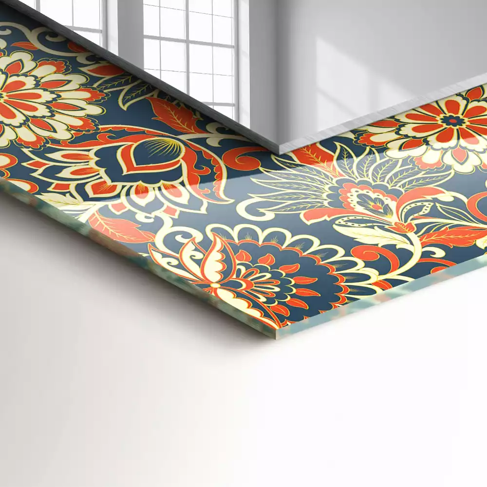 Miroir décoratif rectangulaire Motif floral tapisserie