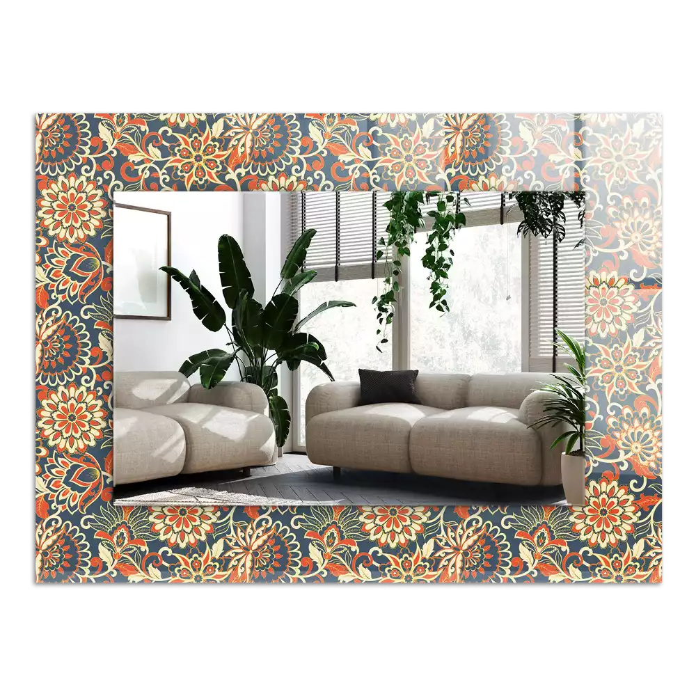 Miroir décoratif rectangulaire Motif floral tapisserie