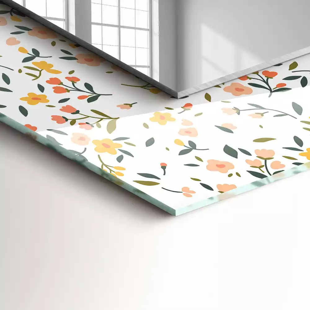 Miroir avec imprimé rectangulaire Motif floral tissu