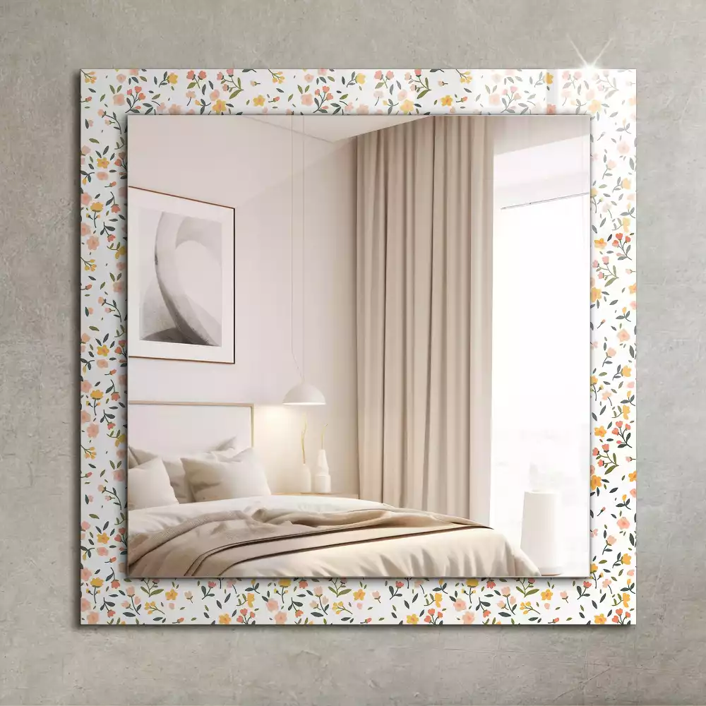 Miroir avec imprimé rectangulaire Motif floral tissu