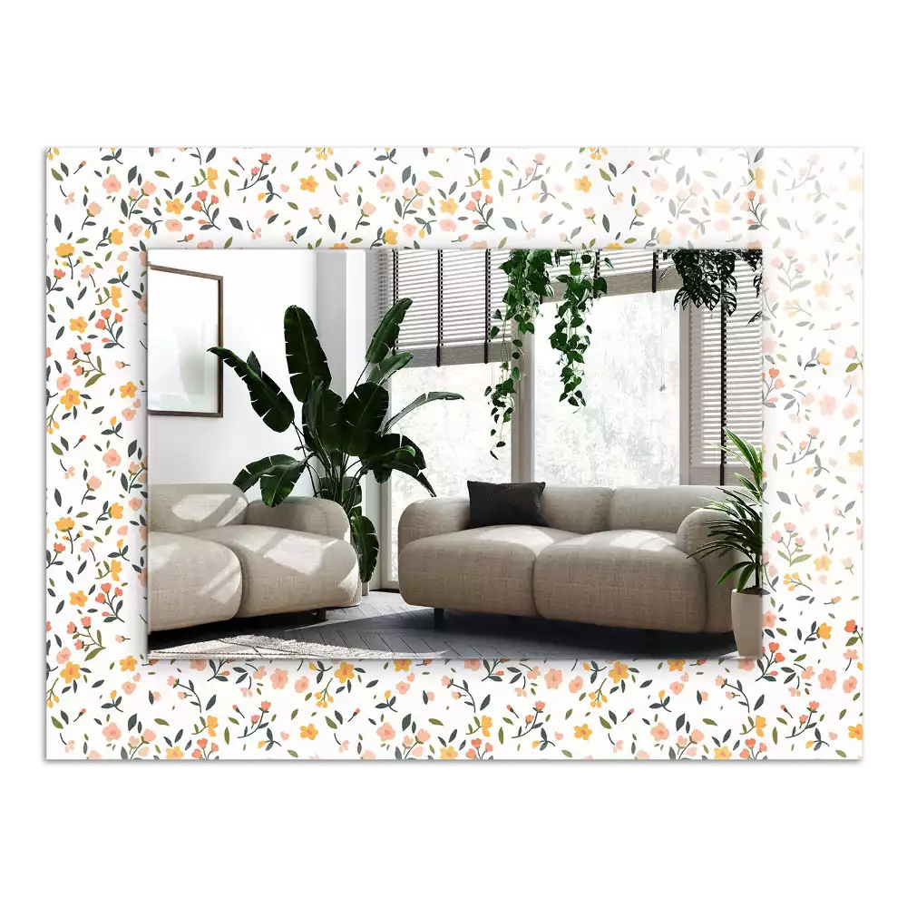 Miroir avec imprimé rectangulaire Motif floral tissu