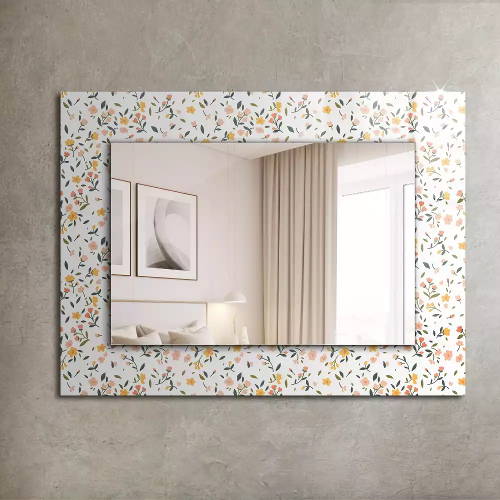 Miroir avec imprimé rectangulaire Motif floral tissu