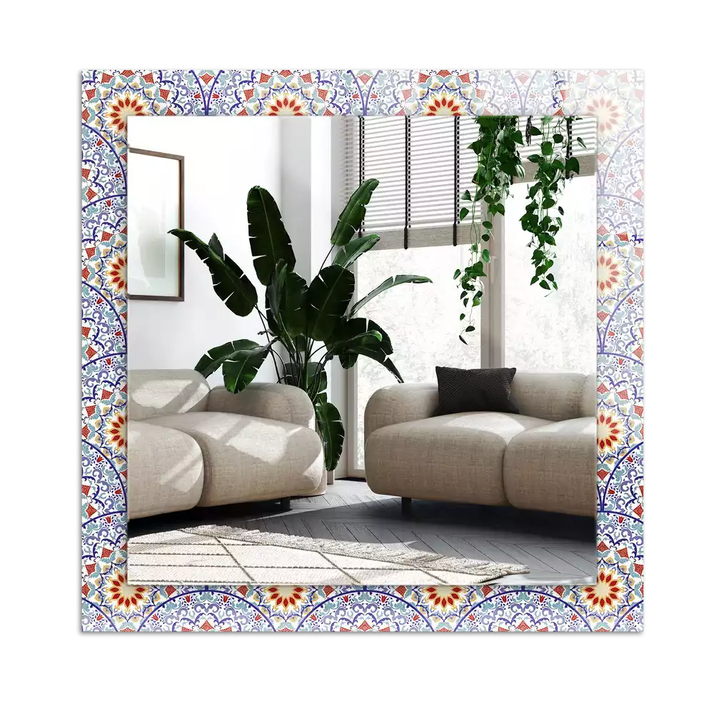 Miroir avec imprimé décoratif rectangulaire Mandala