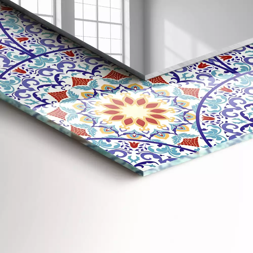 Miroir avec imprimé décoratif rectangulaire Mandala