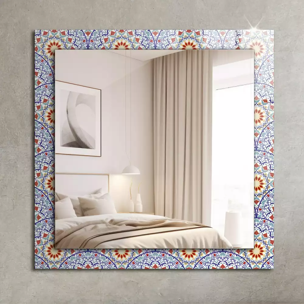 Miroir avec imprimé décoratif rectangulaire Mandala