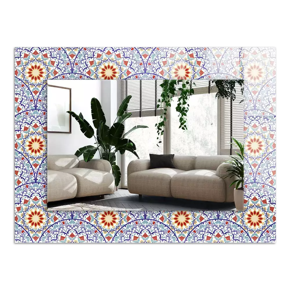Miroir avec imprimé décoratif rectangulaire Mandala