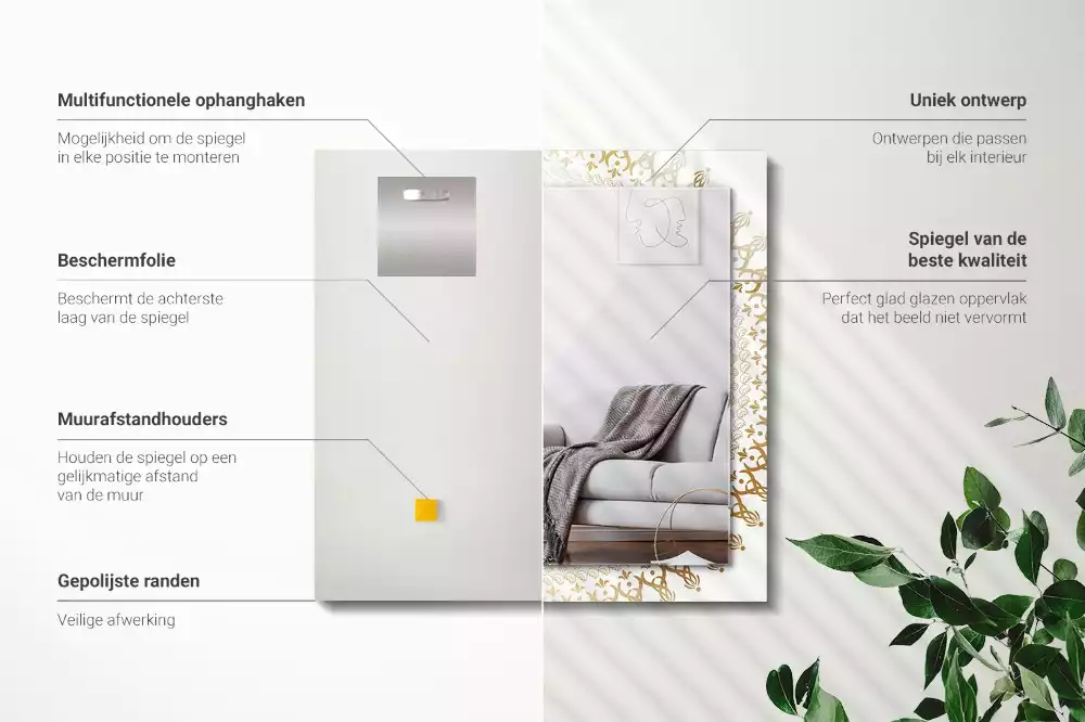 Miroir décoratif rectangulaire Motif mandala