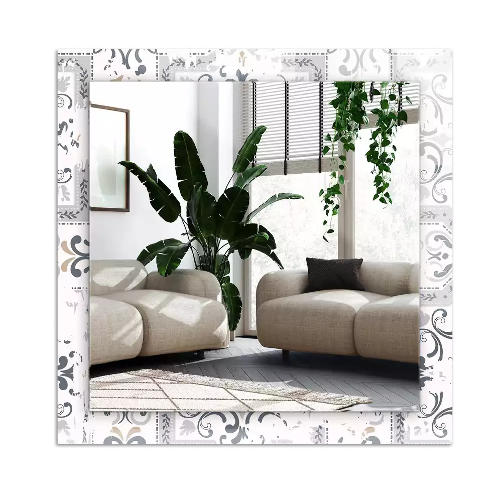 Miroir avec imprimé rectangulaire Motif carrelage ornement