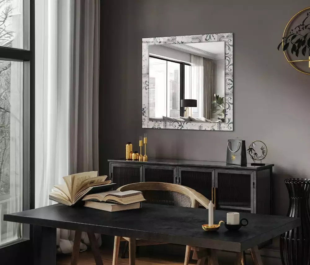 Miroir avec imprimé rectangulaire Motif carrelage ornement