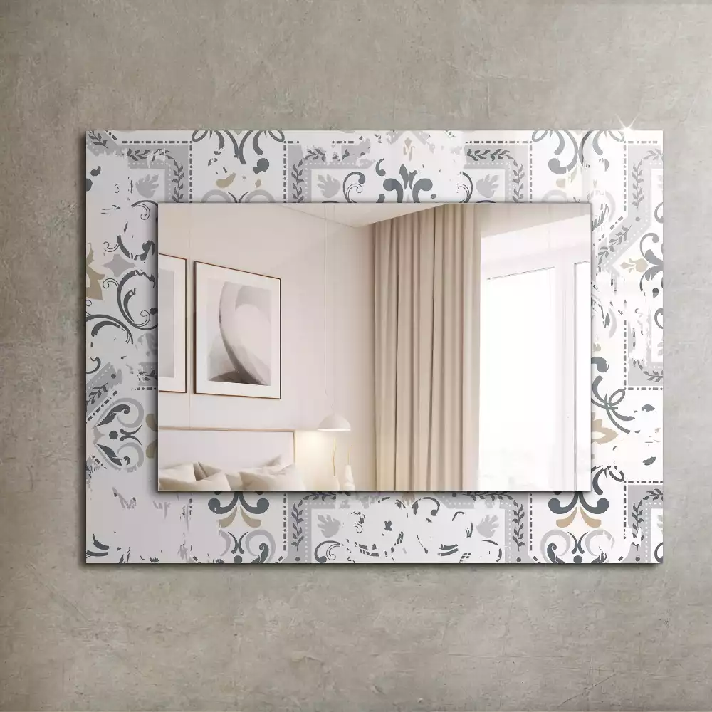 Miroir avec imprimé rectangulaire Motif carrelage ornement