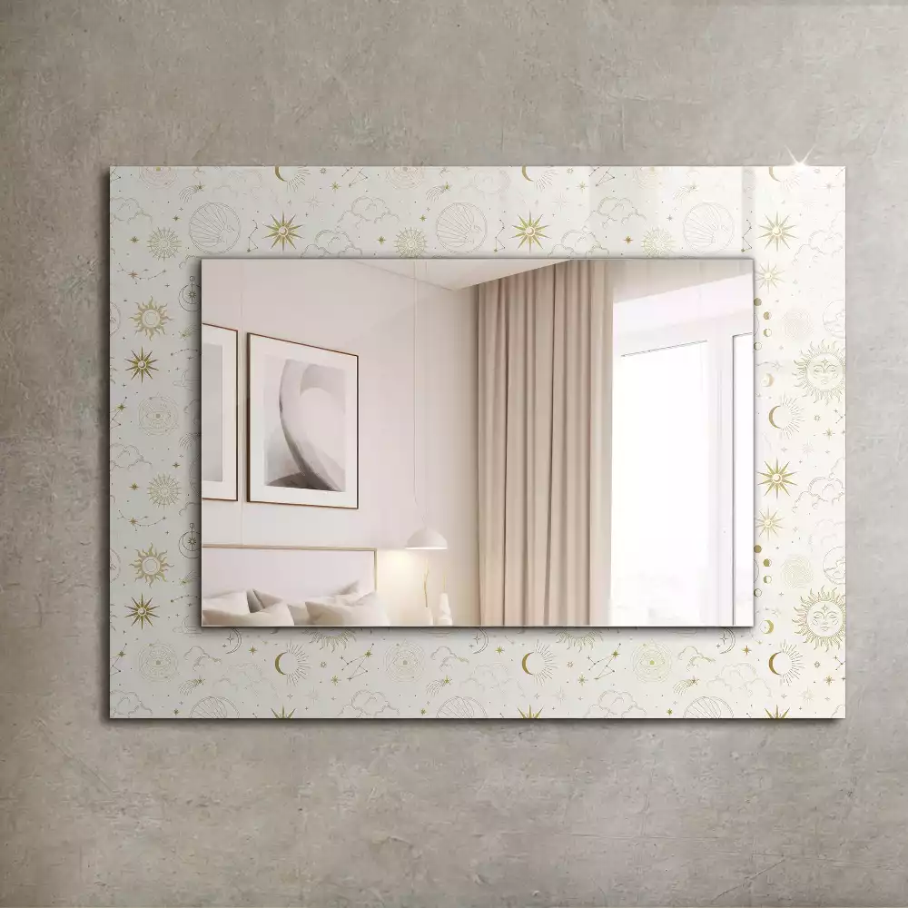 Miroir avec imprimé décoratif rectangulaire Soleil lune étoiles