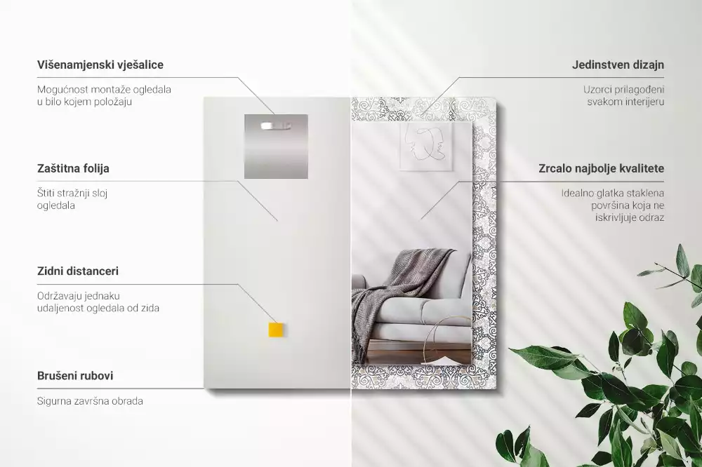 Miroir décoratif rectangulaire Motif ornement