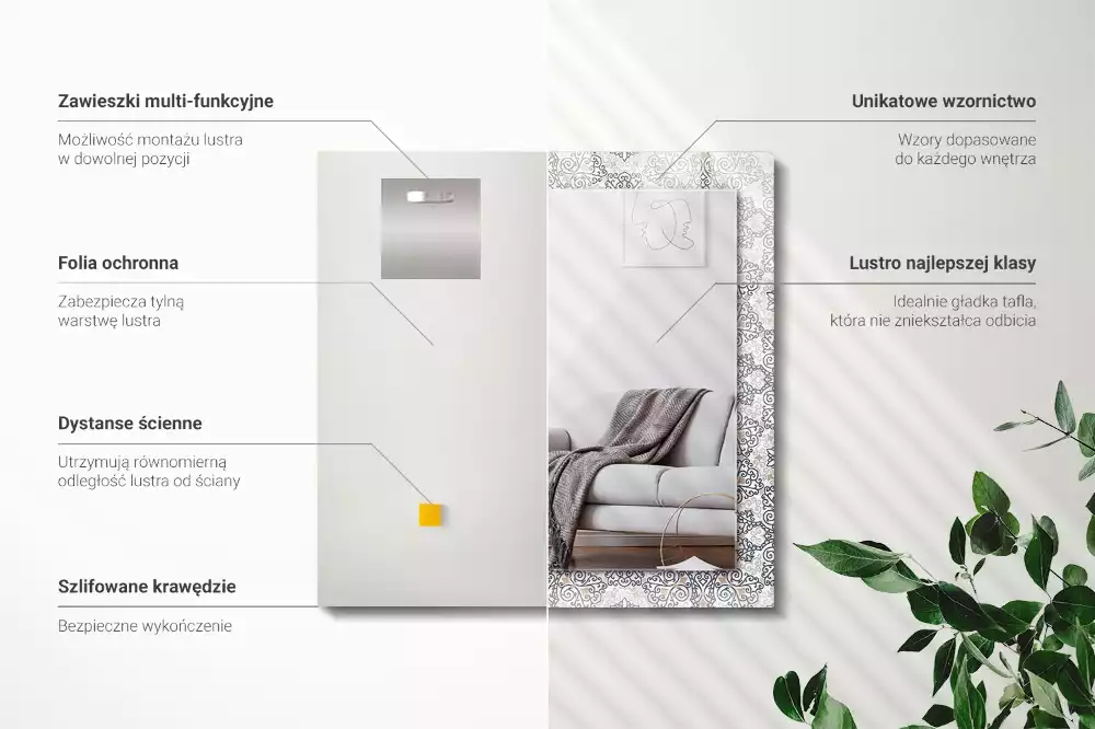 Miroir décoratif rectangulaire Motif ornement