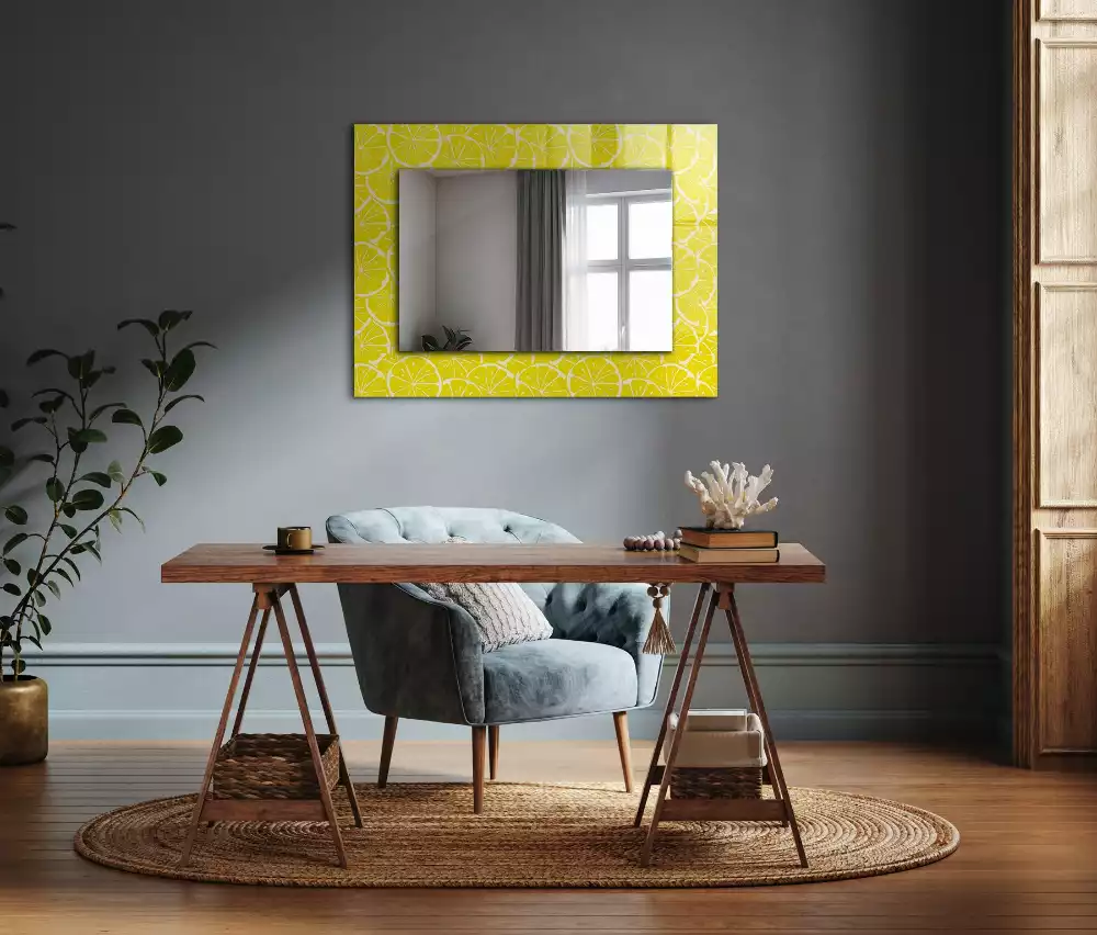 Miroir avec imprimé rectangulaire Tranches de citron motif
