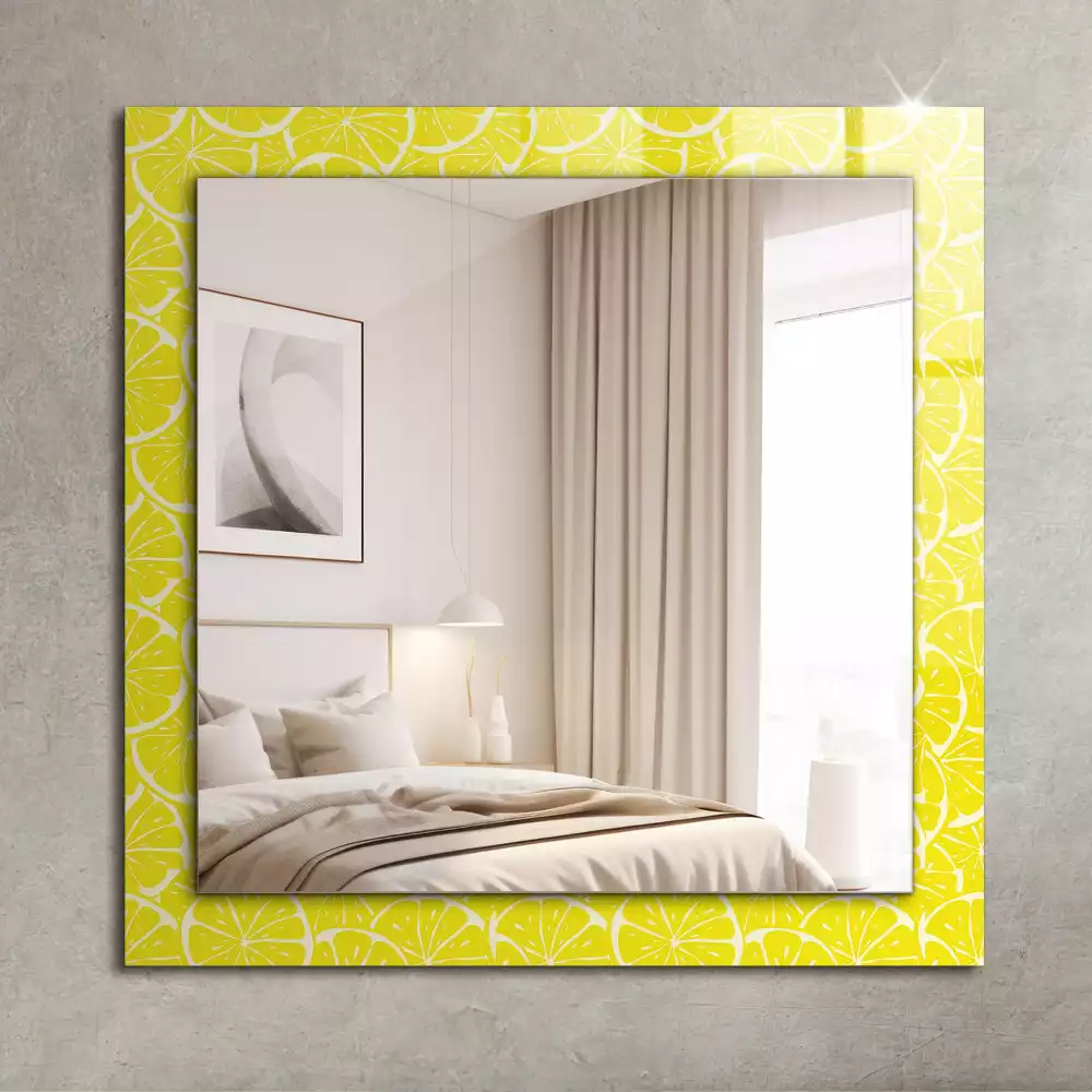 Miroir avec imprimé rectangulaire Tranches de citron motif