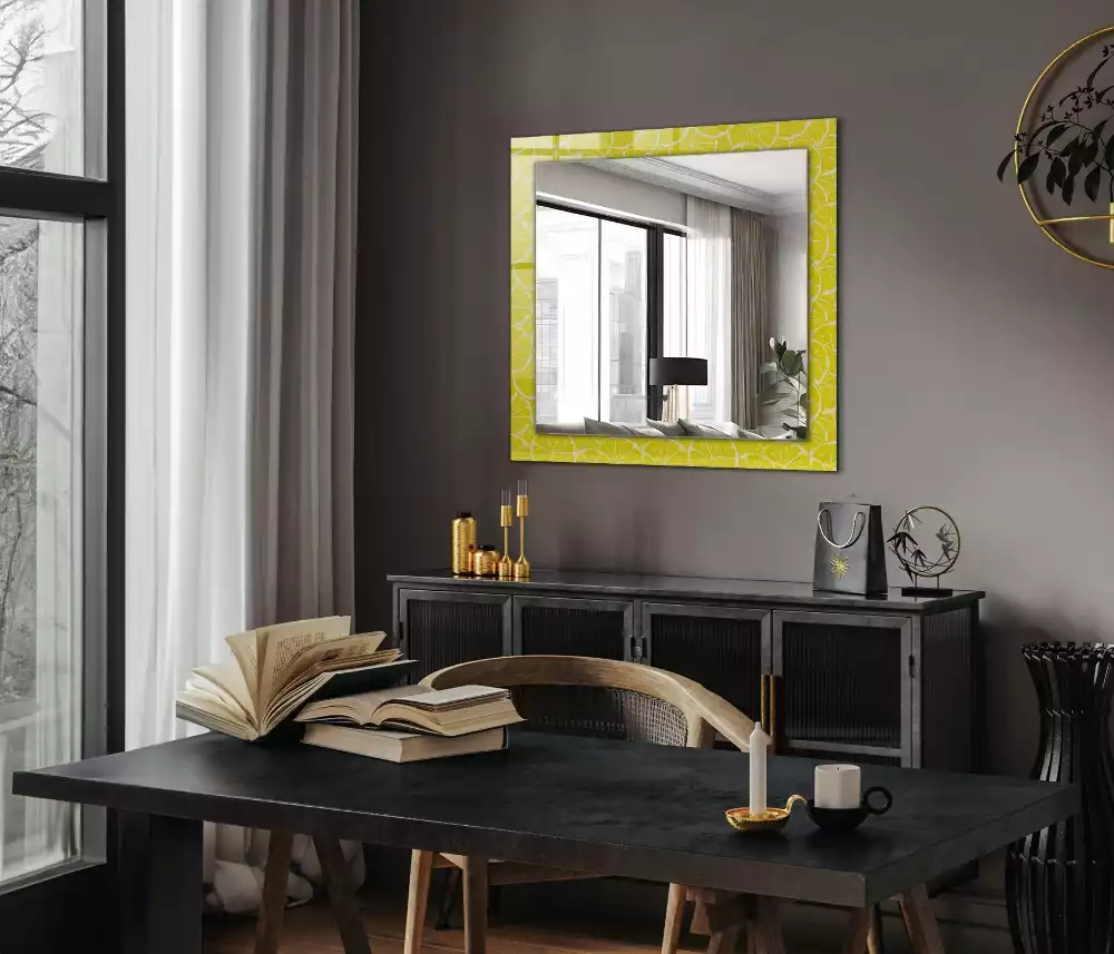 Miroir avec imprimé rectangulaire Tranches de citron motif