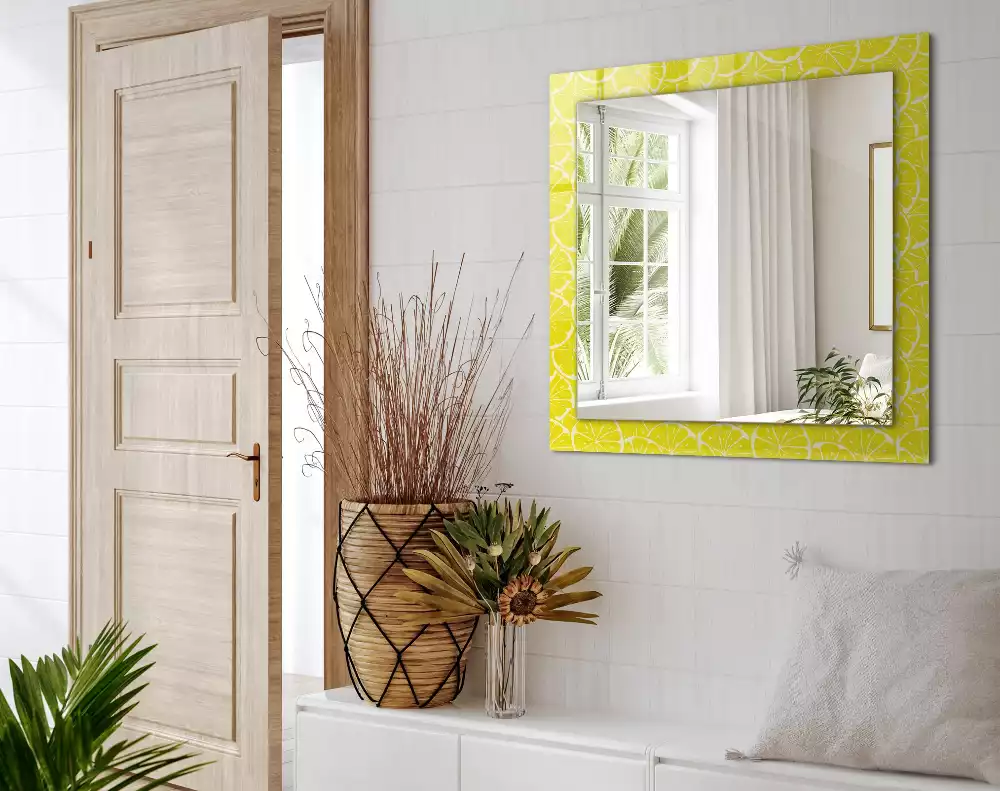 Miroir avec imprimé rectangulaire Tranches de citron motif