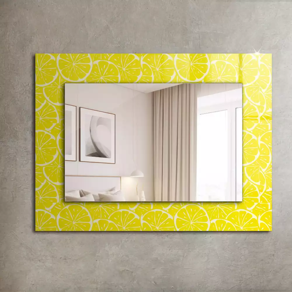 Miroir avec imprimé rectangulaire Tranches de citron motif
