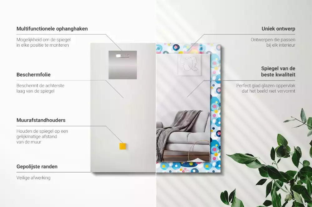 Miroir avec imprimé décoratif rectangulaire Motifs abstraits colorés