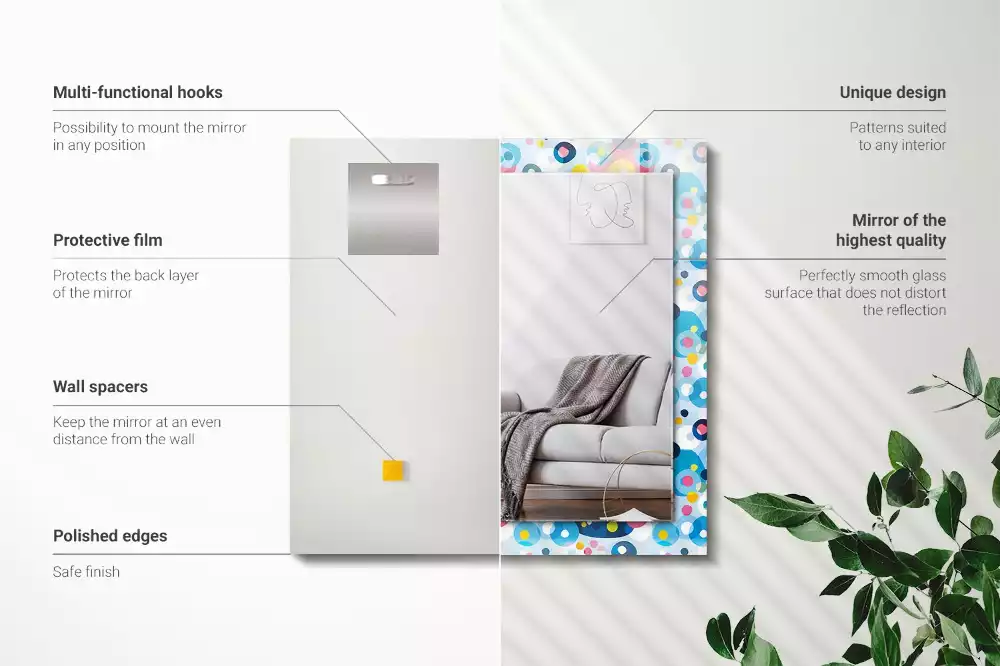 Miroir avec imprimé décoratif rectangulaire Motifs abstraits colorés