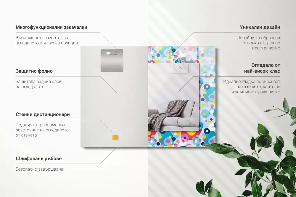 Miroir avec imprimé décoratif rectangulaire Motifs abstraits colorés