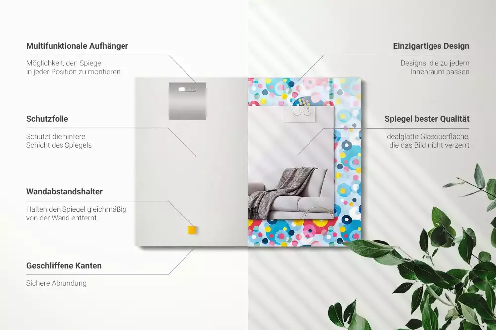 Miroir avec imprimé décoratif rectangulaire Motifs abstraits colorés