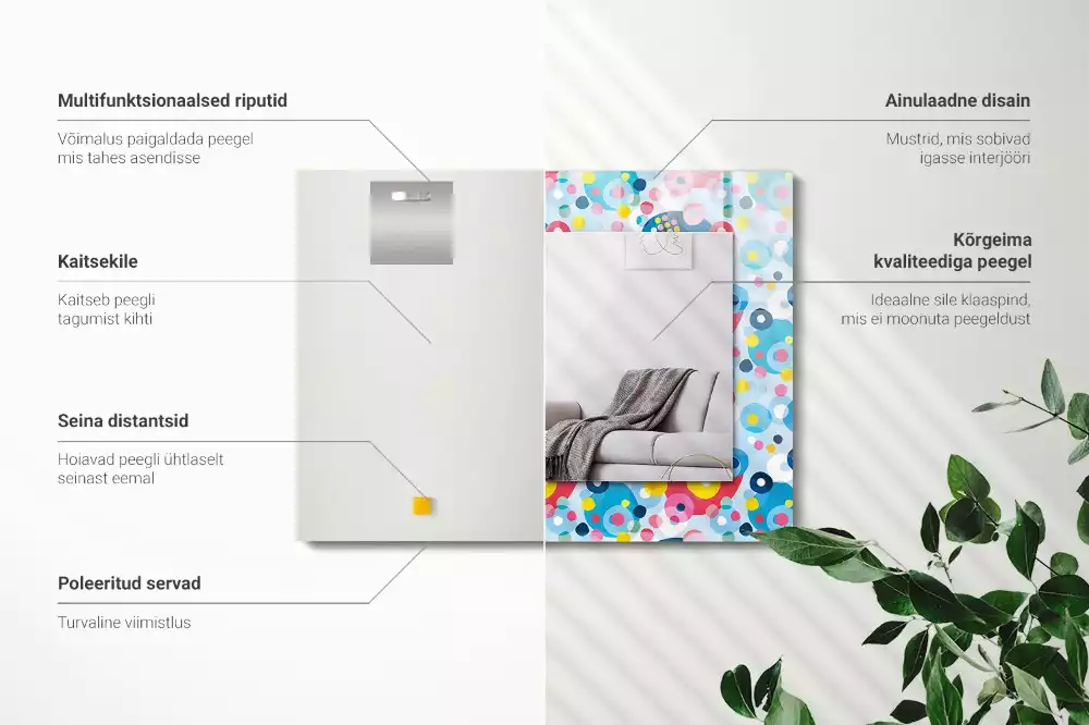 Miroir avec imprimé décoratif rectangulaire Motifs abstraits colorés