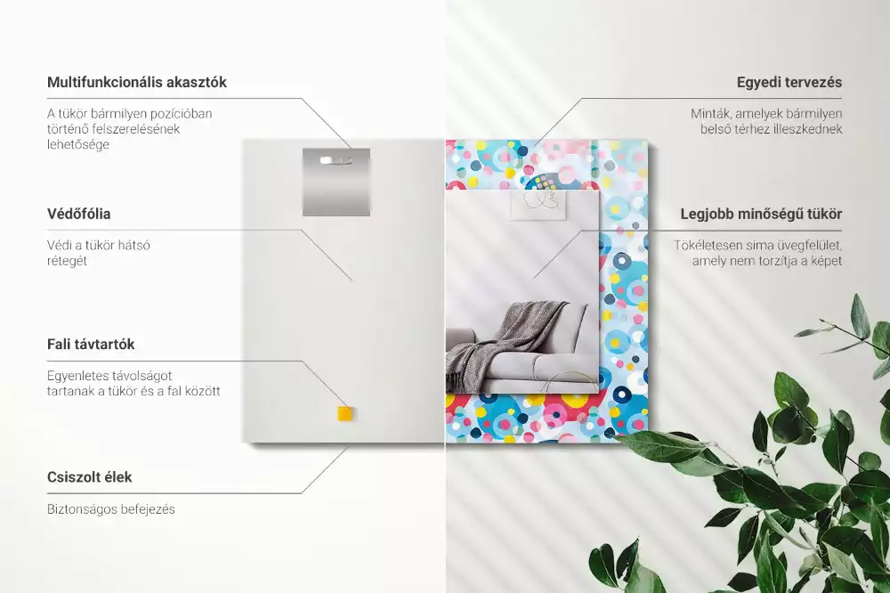 Miroir avec imprimé décoratif rectangulaire Motifs abstraits colorés