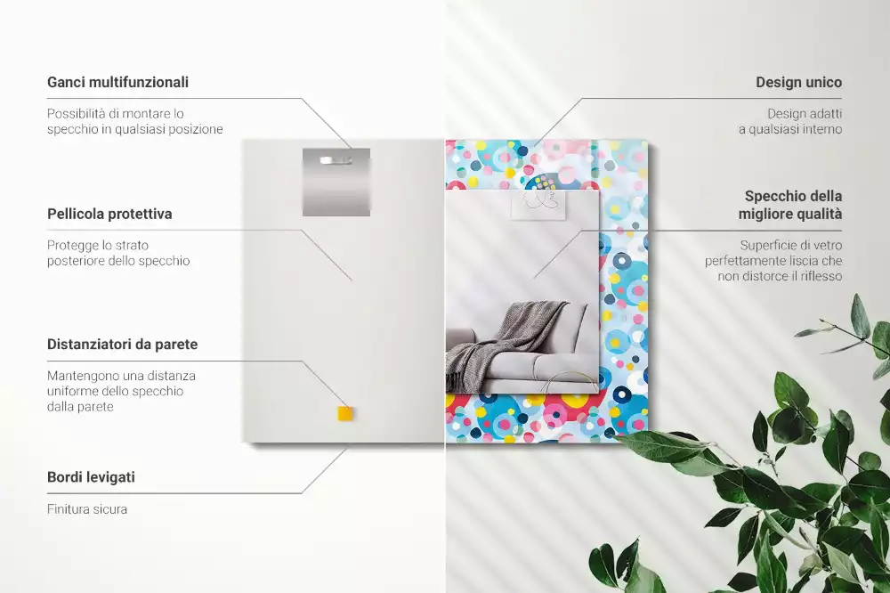 Miroir avec imprimé décoratif rectangulaire Motifs abstraits colorés